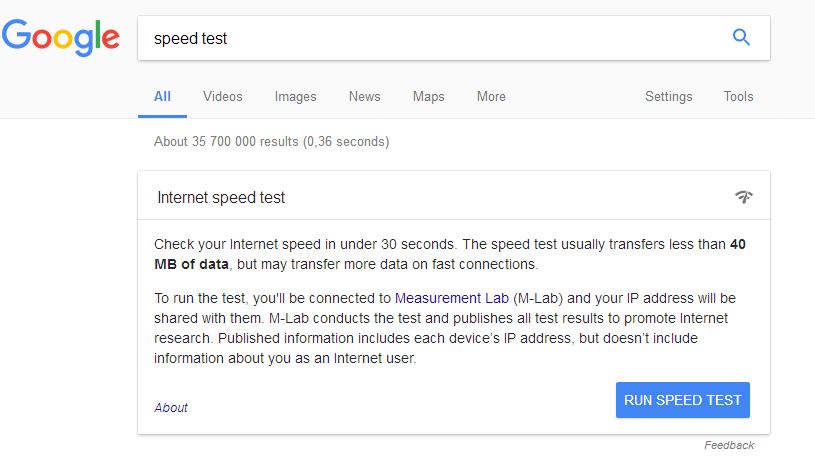 Google Speed Test